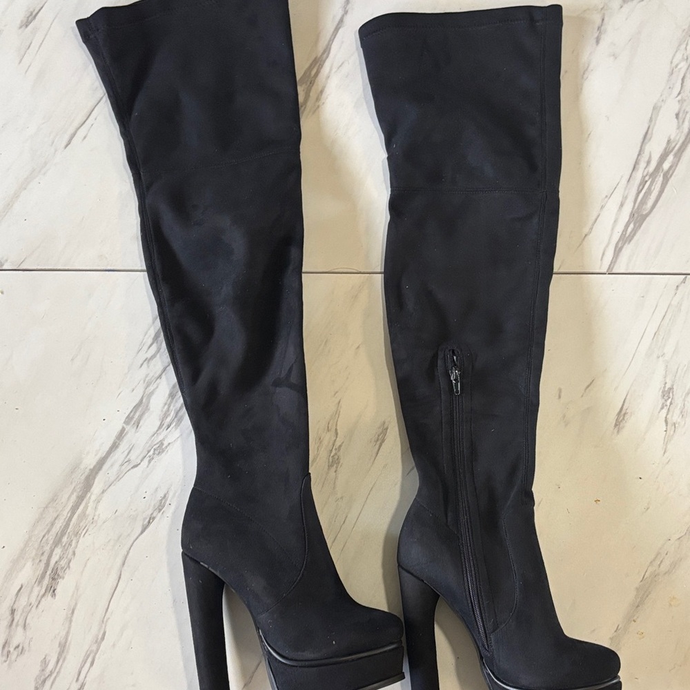 FSJ - Elegant Black Thigh-High Women's Boots